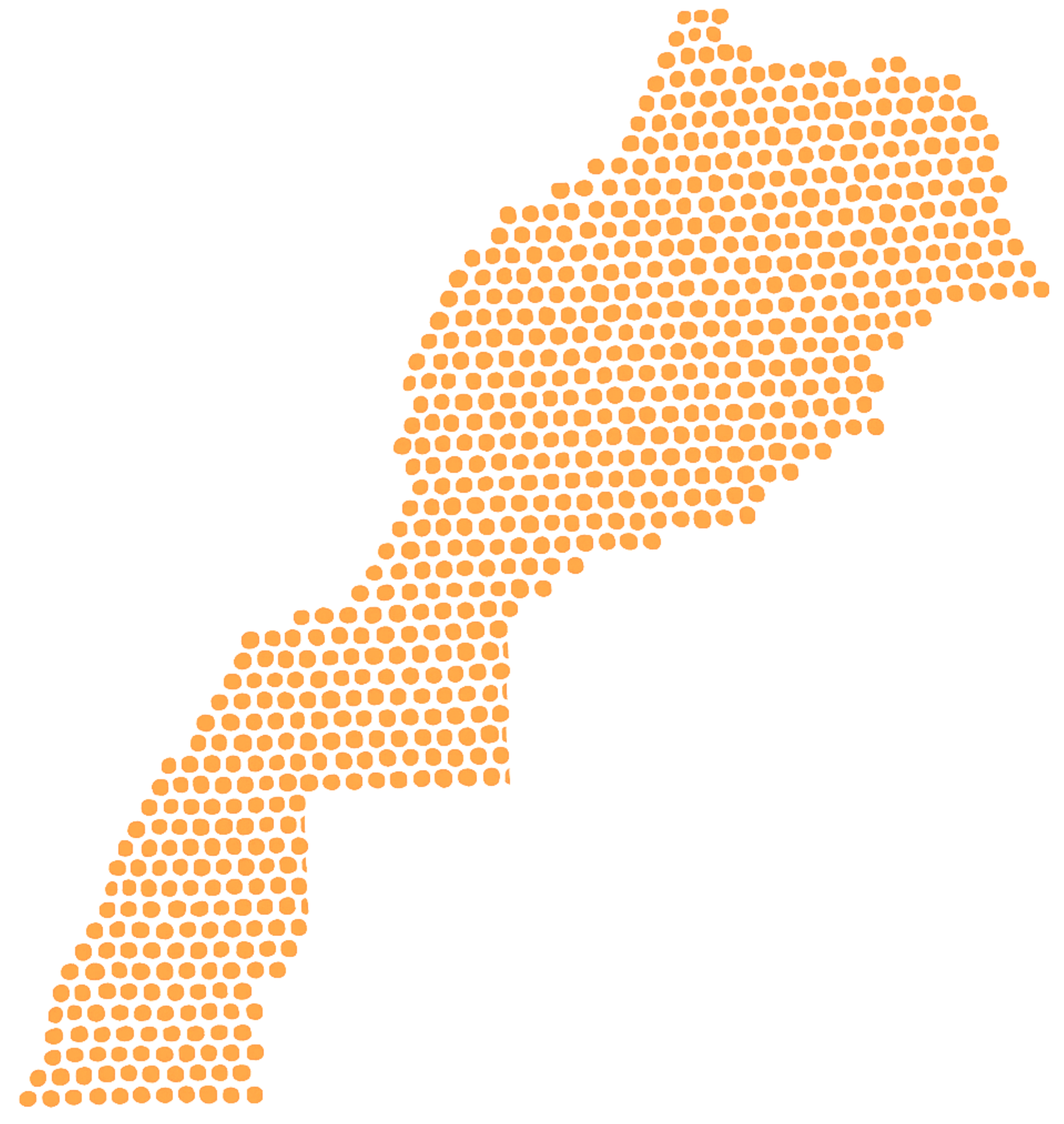 Carte du Maroc en pointillés indiquant la couverture nationale